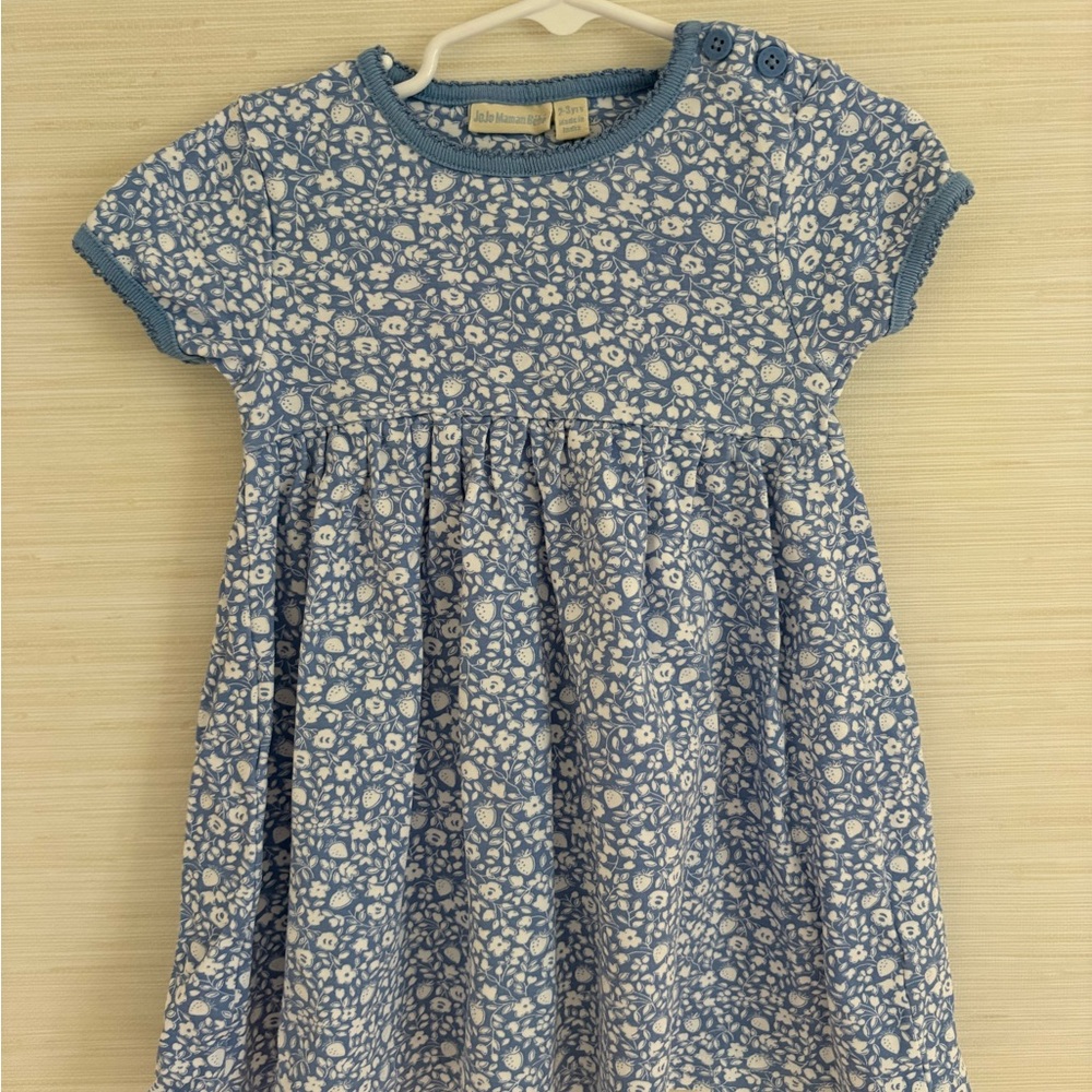 JoJo Maman Bebe Blue Floral Dress - 2-3yrs
